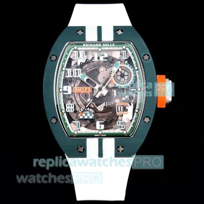 Swiss Clone Richard Mille RM029 Carbon Fiber Le Mans White Rubber Strap Limited Edition Watch 